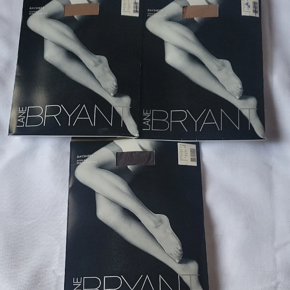 Lane Bryant Women's Daysheer Invisible Pantyhose Gray &Tan Bundle Of 3